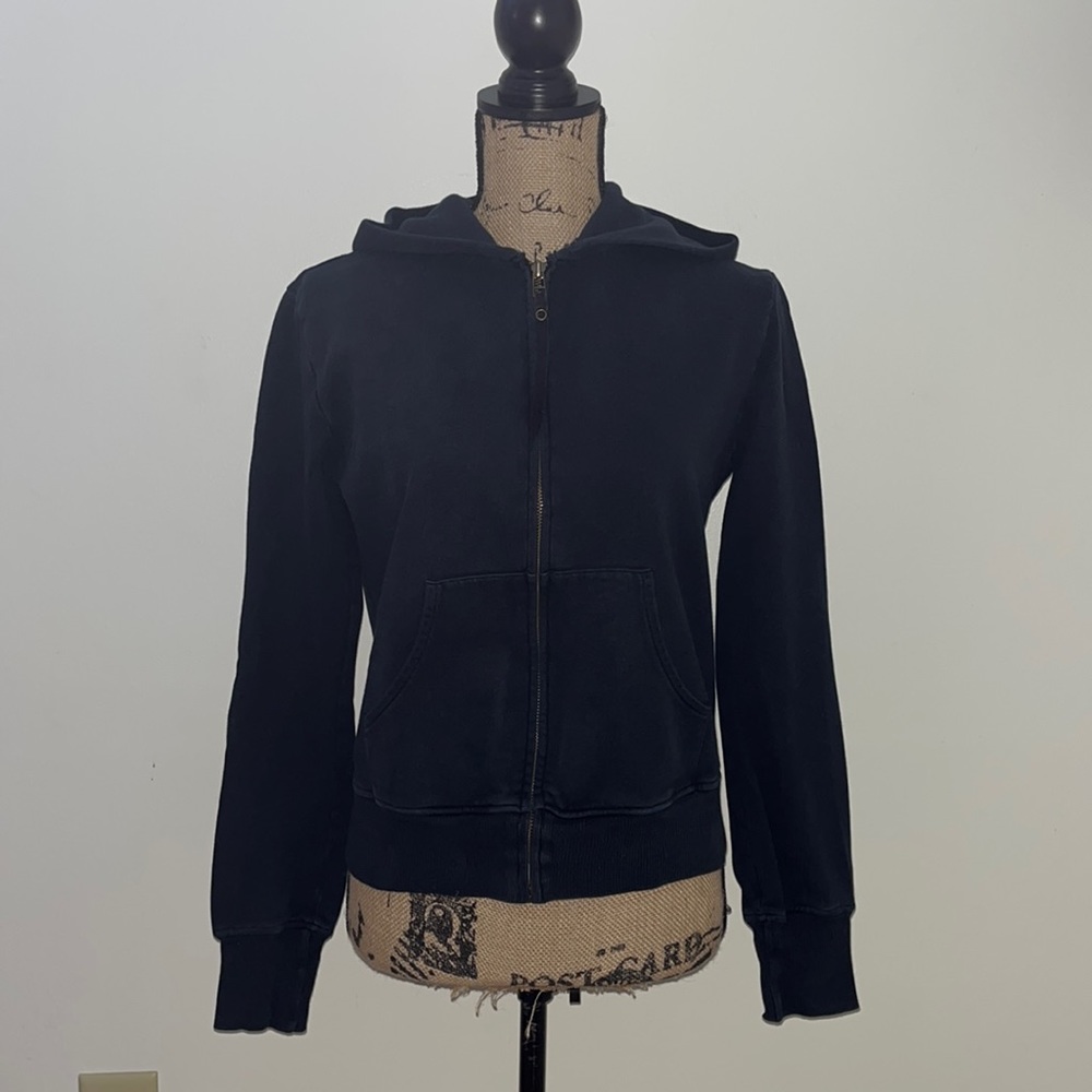 Mango Black Full Zip Cotton Hoodie